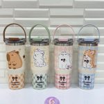 تراول ماگ دوحالته دسته سیلیکون حیوانات 900میل