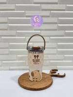 تراول ماگ دو حالته دسته سیلیکون حیوانات 600میل - Image 5