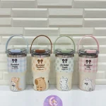 تراول ماگ دو حالته دسته سیلیکون حیوانات 600میل