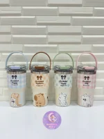 تراول ماگ دو حالته دسته سیلیکون حیوانات 600میل